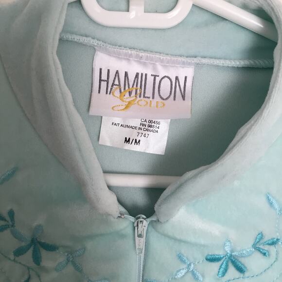 Vtg Hamilton Gold Long Nightgown Women's half front Zipper Fleece Duster Sz M - Picture 3 of 8